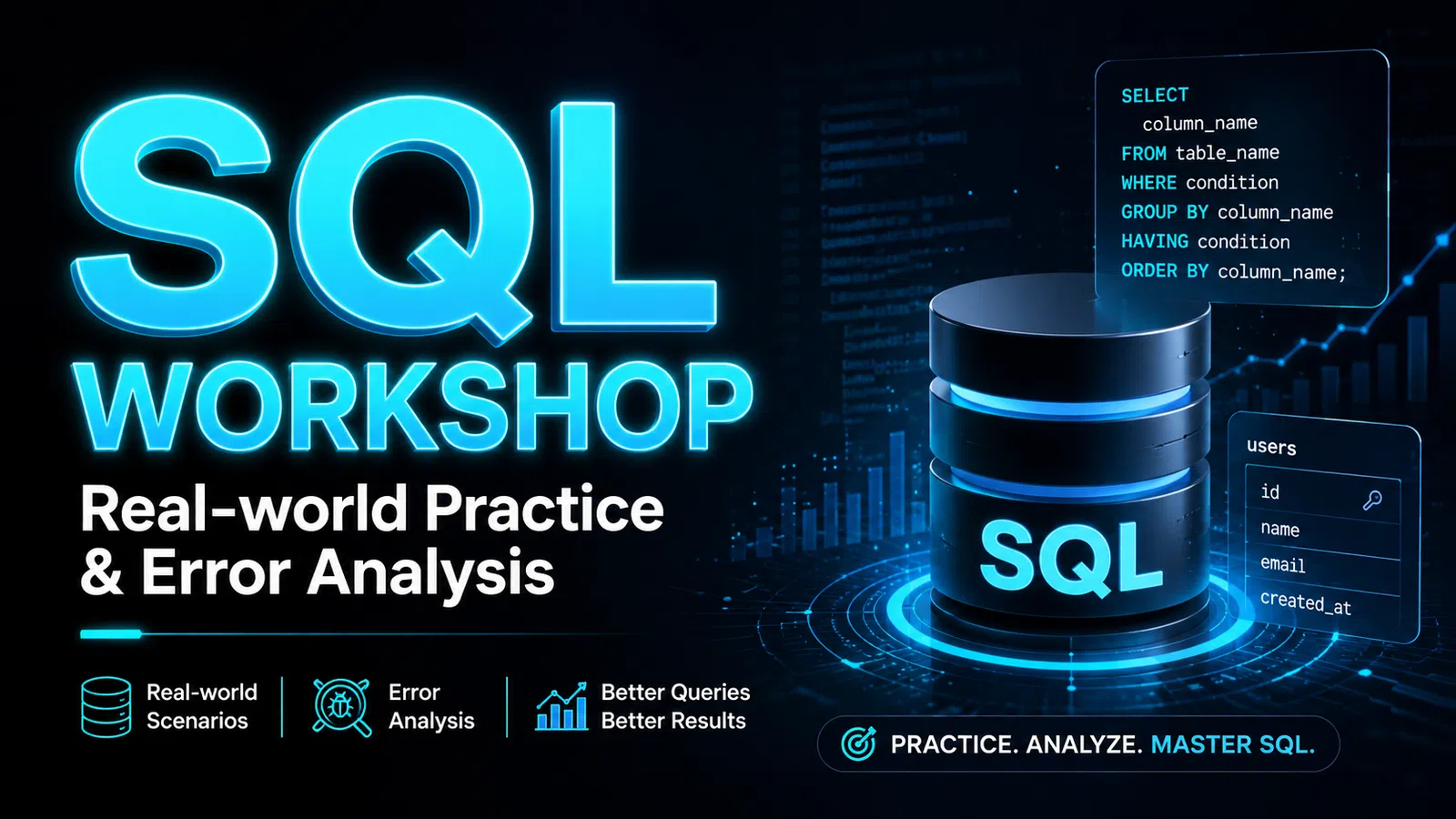 SQL Workshop ตะลุยโจทย์จริง พร้อมดู Error เป็น